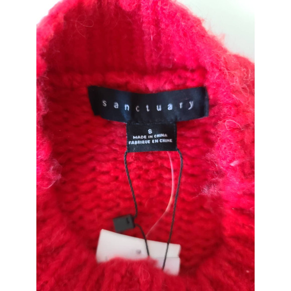 Sanctuary Party Striped Alpaca Wool Red Knit Crew Neck Pullover Sweater Small - Picture 4 of 10
